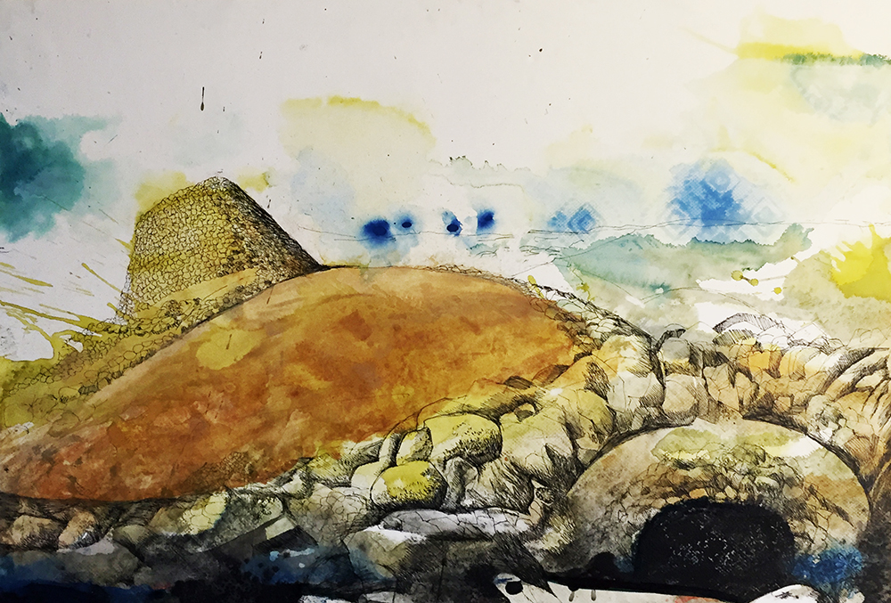 Broch  (right panel) Ink wash